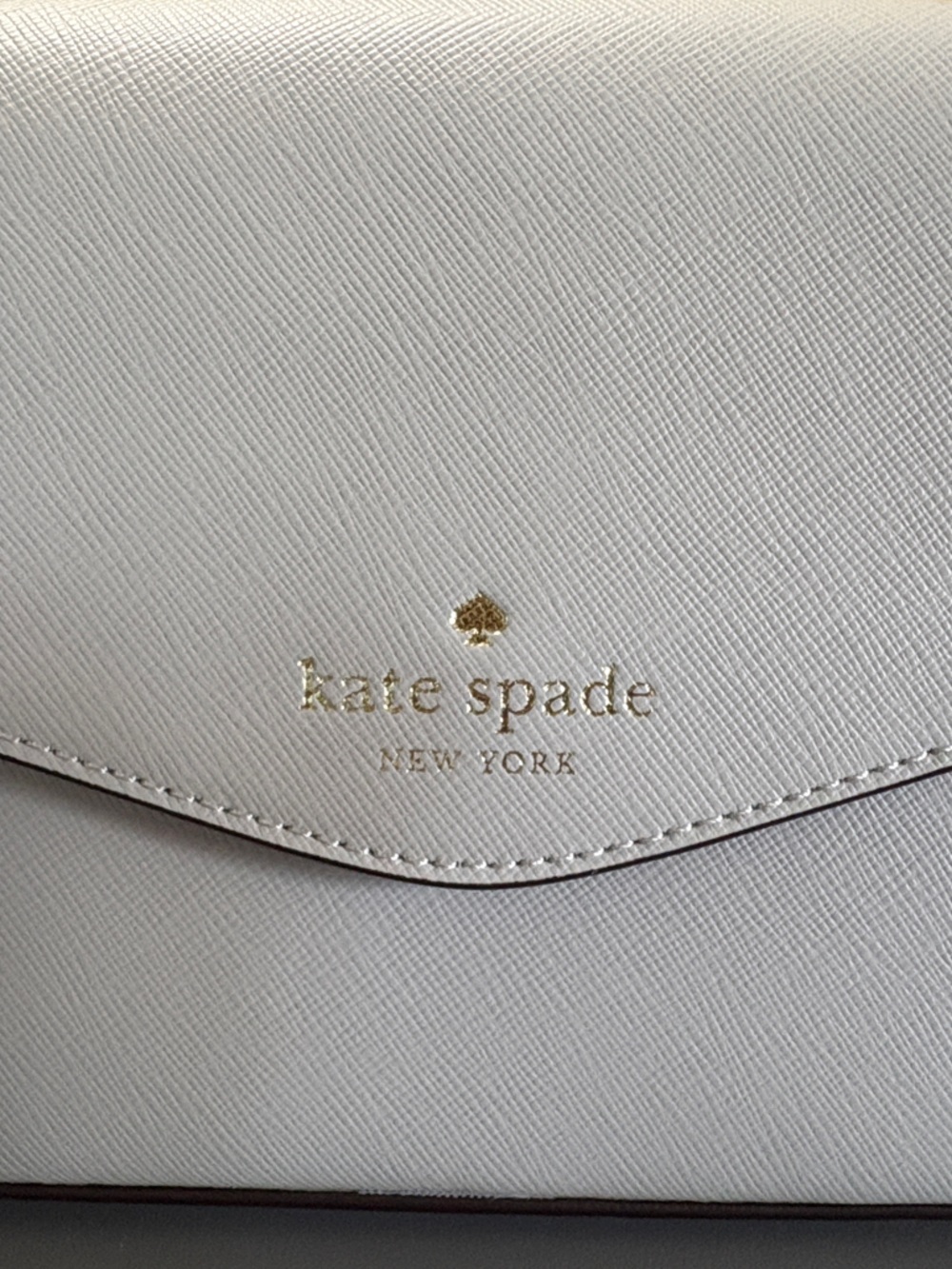 kate spade White Saffiano Crossbody with Gold Logo